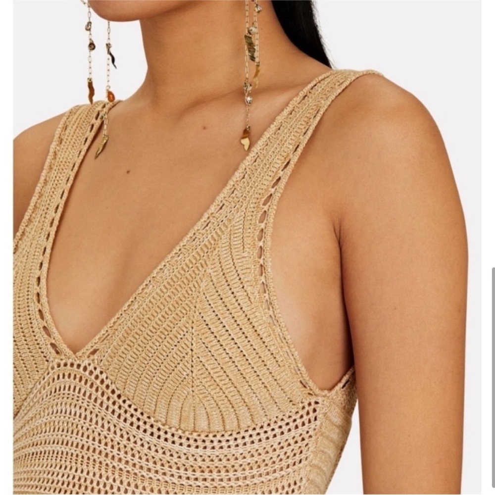 Torn by Ronny Kobo resort wear low back tan halter knit maxi dress m medium